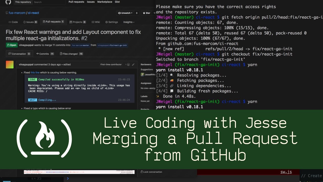 Merging a Pull Request from GitHub - Live Coding with Jesse