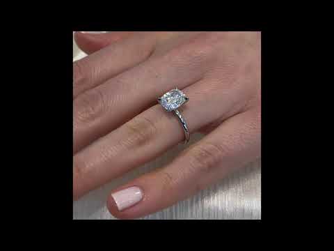 Elongated Cushion Cut Moissanite Pave Prong Engagement Ring