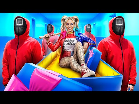 Süper Kahramanlar Kalamar Squid Game Oynuyor / Örümcek Adam vs Harley Quinn vs Wednesday Addams