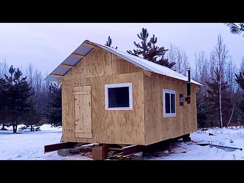 Building A VERY SIMPLE Off Grid Cabin: Wood Stove Install, Wiring, Insulation, Sheeting