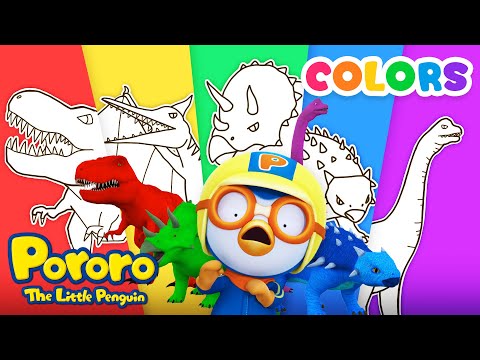 Learn Colors with Pororo! | Colorful Rainbow Dinosaur Painting | Learnings for Kids