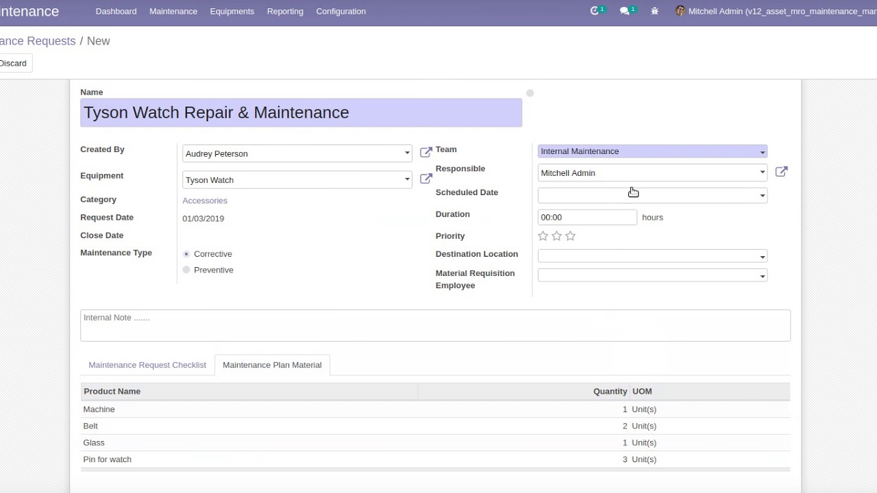 How to do Assets MRO Equipment Maintenance Management | Odoo Apps Feature #MRO #odooapp #odoo16 | 03.01.2019

This #odooapps helps to create a material requisition and job order from #maintenance request form with planned material and ...