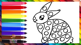 Dibuja y Colorea Un Lindo Conejito POP IT 🐰🔴🟠🟡🟢🔵🟣🌈 Dibujos Para Niños