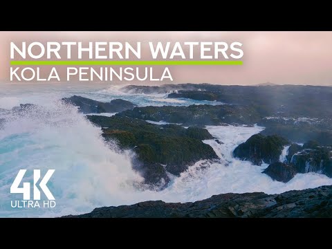 Crashing Ocean Waves White Noise to Calm Down & Relax - 4K Voice of Northern Waters, Kola Peninsula