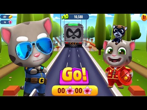 Talking Tom Gold Run Unlock Officer Tom vs Fireman Tom vs Friends - Flower Power Event
