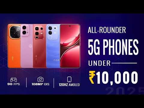 108MP OIS| Top 5 Best Allrounder Phone Under 10,000 in 2025| 8GB+256GB| Amoled Display| 90FPS Gaming
