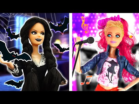 Mercredi change le style de Barbie 🧛‍♂️🦇 Jeux avec poupées pour filles en français