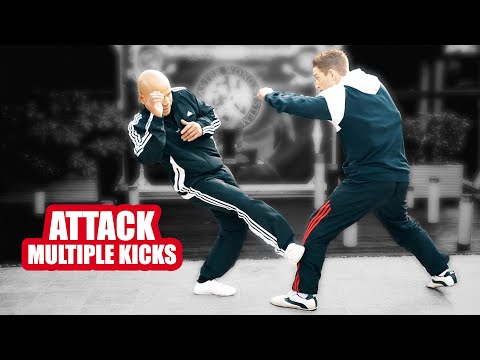 Attacking multiple times with kicks  | street fight