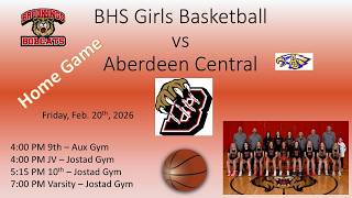 Brookings Bobcats Varsity Girls Basketball vs Aberdeen Central Golden Eagles (GBB) 2.20.26