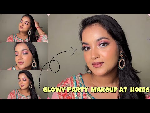 Glowy Party Makeup at Home♥️Winters Makeup Look Step by Step 💕 #makeup #partymakeup #winter