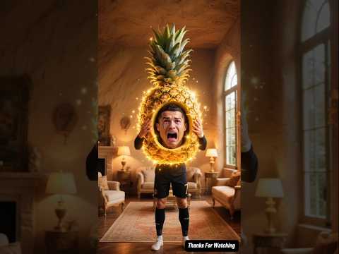 Cristiano Ronaldo ate a pineapple and his face turned into a pineapple ? #shorts #ronaldo #neymar