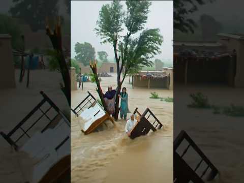 Heavy thunderstorm ⛈️ flood in village