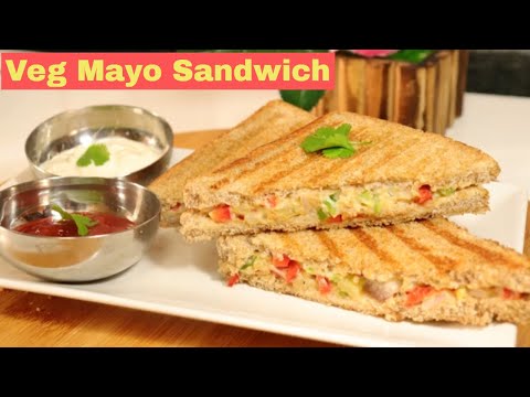 Veg Mayo Grilled Sandwich Recipe || Creamy Mayo Sandwich