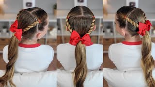 Peinado fácil y rápido para fotos escolares ❤️ /Quick and easy school picture day hairstyle tutorial