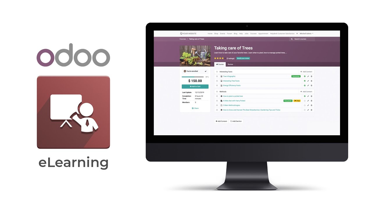 Odoo eLearning: Open Source LMS | 10/22/2019

Get Odoo eLearning sample courses on https://www.odoo.com/slides Odoo Elearning is the Learning Management System you ...