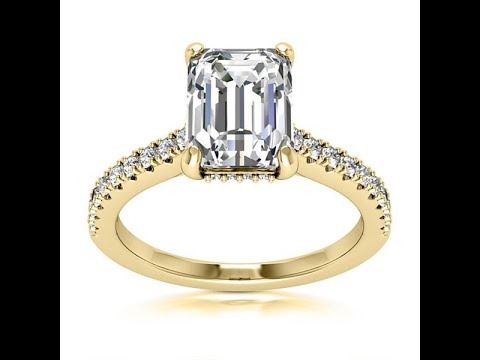Solitaire 1.77 Carat VS2 F Emerald Cut Diamond Engagement Ring 14k Yellow Gold #daimondjewellery