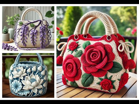 Heart-warming woolen bag designs#design #knitting #bag #crochet