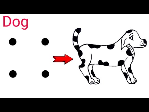 Dog Drawing | How to Draw Dog From 4 Dots | Beginners Drawing Dog | Dots drawing