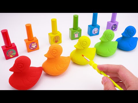 Satisfying Video | DIY How To Make Rainbow Ducks with Kinetic Sand Cutting and Mixing Beads ASMR