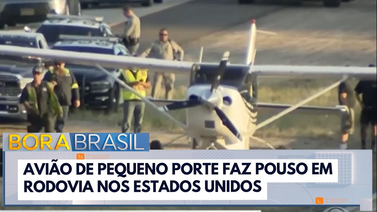 Avião de pequeno porte faz pouso em rodovia em San Diego nos EUA