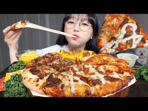 피자 먹고 표정 피자😆맘스피자 신메뉴 WOW피자 먹방🍕MEAT PIZZA with CHEESE SAUCE MUKBANG ASMR