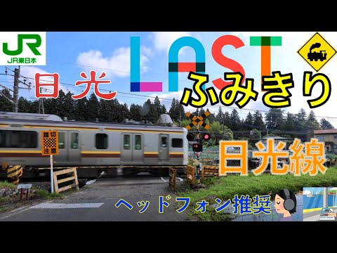 【ラスト踏切】JR日光線×田んぼの絶景!栃木県日光市ののどかな鉄道風景 Railway crossing JR Nikko LINE(Tochigi japan)
