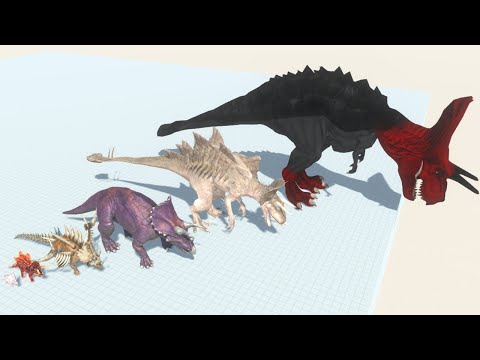 Triceratops of Evolution vs ALL Dinosaurs T-REX MOVIES Size Comparison Godzilla Evolved Spinosaurus