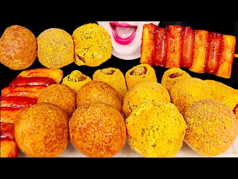 ASMR Cheese ball, Hot dog, Sausage Tteok 치즈볼, 뿌링 핫도그, 소떡소떡 먹방 Mukbang, Eating