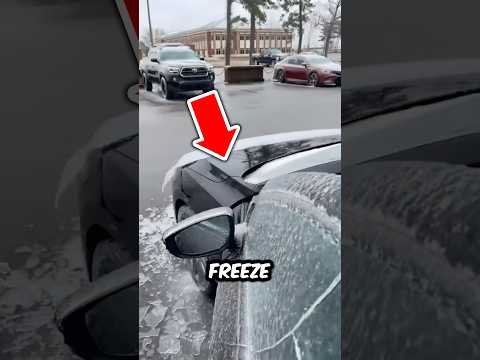 This car got frozen in ice 😱