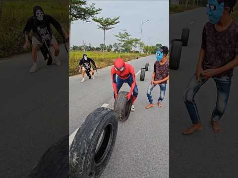 Tire carrying challenge #spiderman #insideout2 #death #deadpool #marvel #challenge