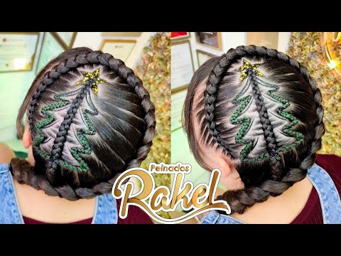 TRENZAS CON DISEÑO ÁRBOL💯🎄🎅🏻/ Peinado Para La Temporada/ Peinados Rakel