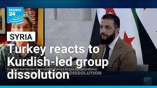 YouTube video thumbnail: Turkey Says Dissolution of Kurdish-led Group Crucial for Syrian Stability 