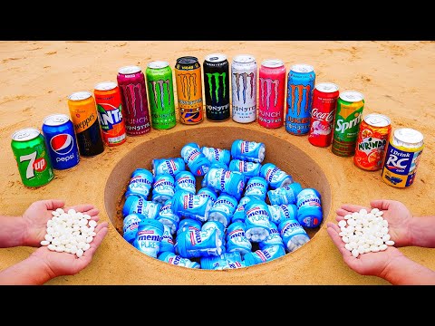 Many Monster Cans, Coca Cola, Fanta, Sprite, Pepsi, Mirinda, Other Sodas and Mentos Underground