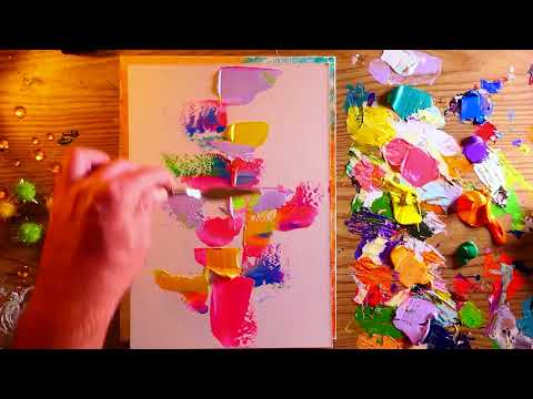 Contemporary Abstract Painting In Acrylics | 4 Prolific Art Ideas | Palette Knife | Time Lapse