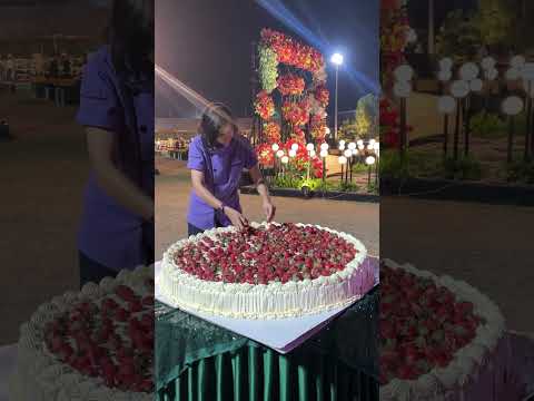 In frame: 40 inches / 16 KG cake made at the Venue on bride’s demand. .FLAVOUR: VANILLA BUTTERCREAM.