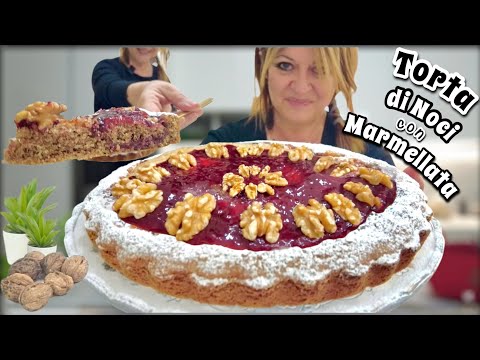 TORTA DI NOCI al CUCCHIAIO con MARMELLATA facile e veloce CON LE NOCI NELL’ IMPASTO