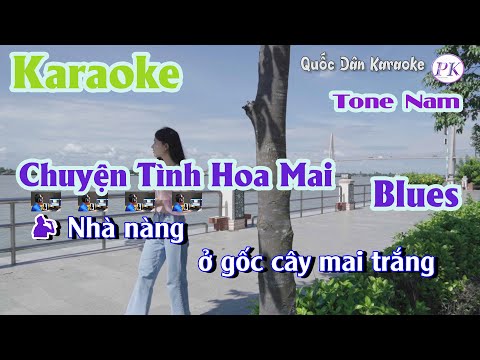 Karaoke Chuyện Tình Hoa Mai | Blues | Tone Nam (D#m,Tp:67) | Quốc Dân Karaoke