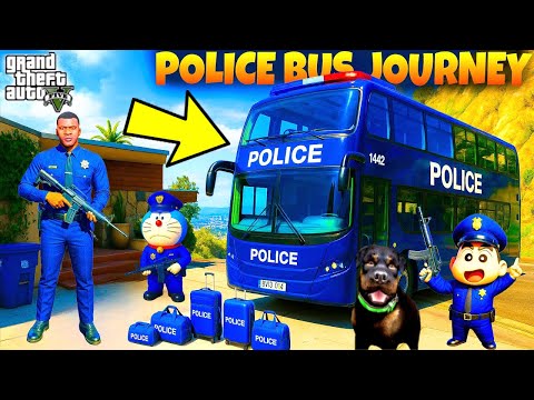 Shinchan & Franklin Pinchan,Chop Sent POLICE Bus Journey To Rescue Supercars in Gta 5 | GTA V