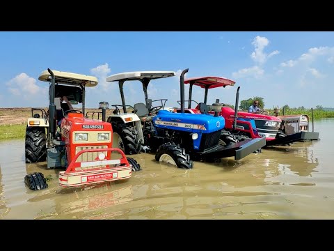 Washing  My Tractors in Deep Water | Swaraj 855 Fe | Mahindra Arjun NOVO 605 | New Holland 3630 4wd