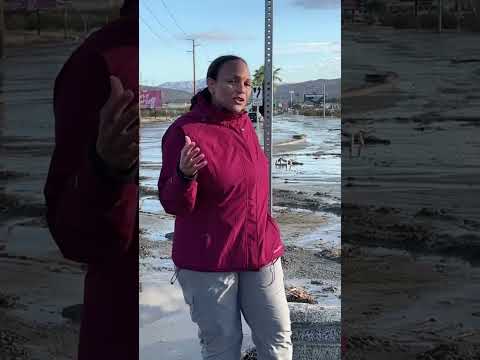 Mud blocks roadways in Cathedral City, CA after rainfall from Hurricane Hilary #shorts #cnn #news