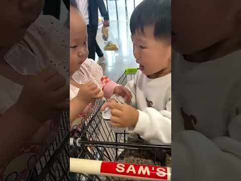 The younger brother is so unkind that he feeds him and then steals from his brother. # cute baby