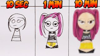 Drawing Mira in 10 Seconds, 1 Minute & 10 Minutes – Art Challenge!