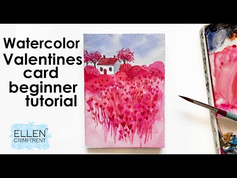 Watercolor Valentines Day card