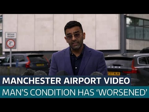 Man kicked by police officer at Manchester Airport has cyst on his brain, says lawyer | ITV News