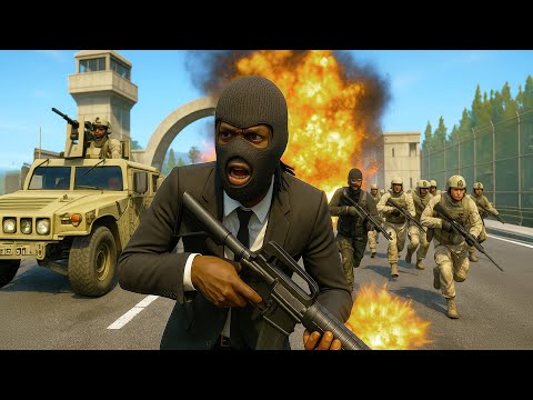 CAN WE PARACHUTE INTO THE MILITARY BASE, STEAL A TANK, AND ESCAPE ALIVE | GTA 5 THUG LIFE #596