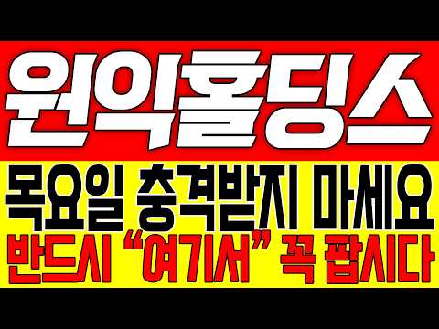 [원익홀딩스 주가전망] 목요일 충격받지 마세요!! 반드시 "여기서" 꼭 팝시다!!
