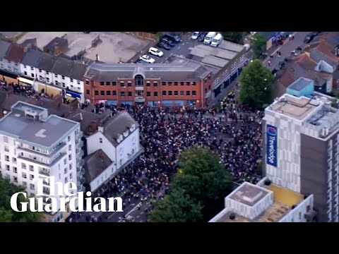Aerial footage shows peaceful demostrations in London