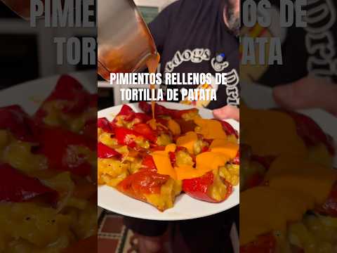 Pimientos del piquillo rellenos de crema de tortilla de patata
