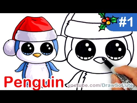 How to Draw Beanie Boo Penguin easy Step by Step Christmas Special