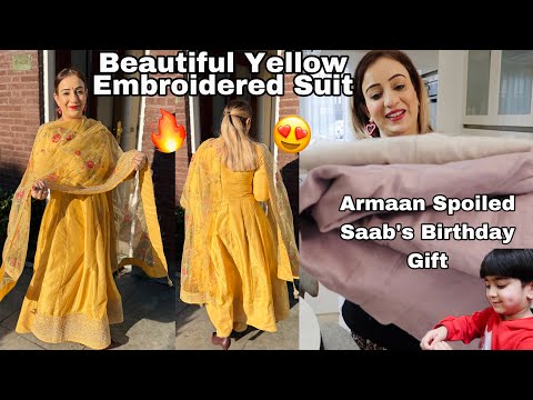 ❗️Armaan Spoiled Saab's Birthday Gift 😱 Beautiful Yellow Embroidered Suit😍  Tea Time Is Me Time..!☕️